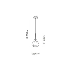 Lustre suspension LED Lila en métal et verre borosilicate Bleu transparent 3481-40-244 Fabas Luce