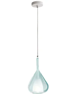 Lustre suspension LED Lila en métal et verre borosilicate Bleu transparent 3481-40-244 Fabas Luce