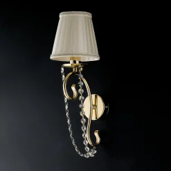 Magda Applique murale 1 lumière en fer doré avec abat-jour .13 P.15 BL146-AP1-OR-PAR