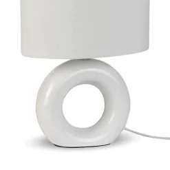 Mathias - Lampe à poser DONUT en céramique Blanc, compatible culot E14, 40W - LAPDONUTB