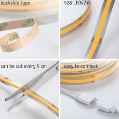 MaxLED 1000 Strip LED Kit de base COB 1,5m Blanc chaud 1,5m 18W 1080lm/m 528 LEDs/m 2700K 40VA