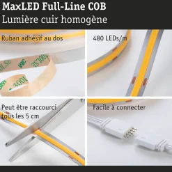 MaxLED 1000 Strip LED Kit de base COB 1,5m Blanc chaud 1,5m 18W 1080lm/m 528 LEDs/m 2700K 40VA