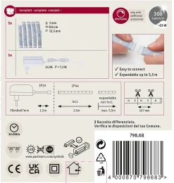 MaxLED 250 Strip LED Kit de base 1,5m 2700K 1,5m revêtue IP44 6W 300lm/m 30 LEDs/m 2700K 24VA