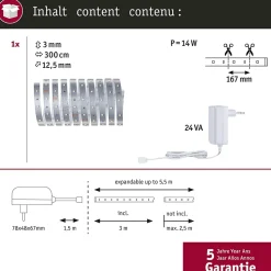 MaxLED 250 Strip LED Kit de base 3m 6500K 3m 12W 300lm/m 30 LEDs/m 6500K 24VA