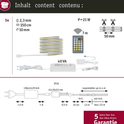 MaxLED 1000 Strip LED Kit de base COB 1,5m Tunable White 15,5W 1200lm/m Tunable White 40VA
