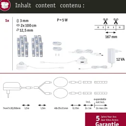 MaxLED 250 Strip LED Kit de base 2x 1m 2700K 2x 1m revêtue IP44 2x4W 300lm/m 60 LEDs/m 2700K 24VA