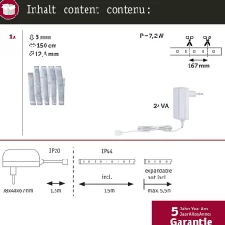 MaxLED 250 Strip LED Kit de base 1,5m 6500K 1,5m revêtue IP44 6W 300lm/m 30 LEDs/m 6500K 24VA