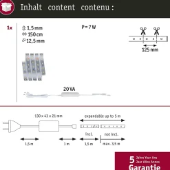 MaxLED 500 Strip LED Kit de base 1,5m blanc chaud 5,5W 550lm/m 2700K 20VA
