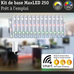 MaxLED 250 Strip LED Smart Home Zigbee 3.0 Kit de base 5m RGBW+ 5m revêtue IP44 22W 200lm/m 30 LEDs/m RGBW+ 36VA