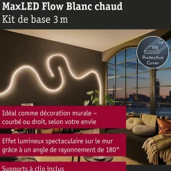 MaxLED Flow Strip LED Kit de base blanc chaud 3m revêtue 38W 1000lm/m 180 LEDs/m 2700K 50VA