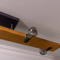 MERTES Plafonnier 5L noir/bois E27 40W métal/bois ampoule non incluse