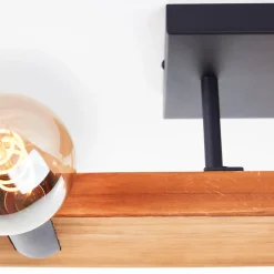 MERTES Plafonnier 5L noir/bois E27 40W métal/bois ampoule non incluse