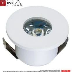Mini spot LED encastrable 3W DC 12V 4000K Blanc neutre avec Osram Puce