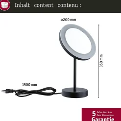 Miroir cosmétique LED Masua IP44 White Switch 55lm 230V 4W Noir mat