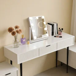 Miroir de maquillage nettlife avec éclairage hollywood mirror - miroir de courtoisie avec 9 led petit miroir cosmétique 3 modes