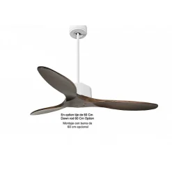 Modulo de KlassFan - Super destratificateur et ventilateur DC 132 cm Blanc pales bois sombre sans Lumière 25 à 40 m²