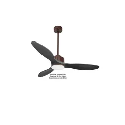 Modulo de KlassFan - Super destratificateur et ventilateur DC 132 cm Marron bois noir Lumière dimmable 25 à 40 m²