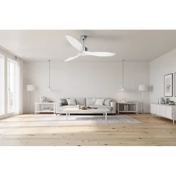 Modulo de KlassFan - Super destratificateur et ventilateur DC 132 cm Chrome pales bois blanc sans Lumière 25 à 40 m²