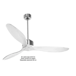 Modulo de KlassFan - Super destratificateur et ventilateur DC 132 cm Chrome pales bois blanc sans Lumière 25 à 40 m²