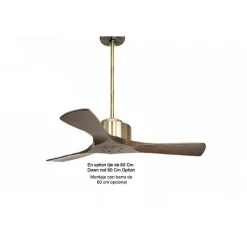 Modulo de KlassFan - Super destratificateur et ventilateur DC 106 cm Laiton pales bois sombre sans Lumière 15 à 20 m²