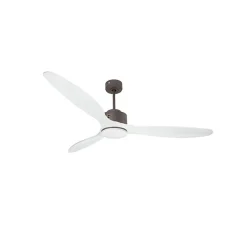Modulo de KlassFan - Super destratificateur et ventilateur DC 166 cm Chocolat pales bois blanc avec Lumière 30 à 60 m²