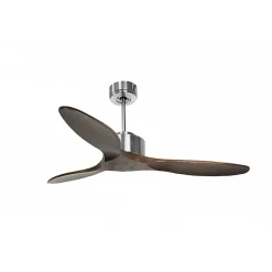 Modulo de KlassFan - Super destratificateur et ventilateur DC 132 cm Chrome pales bois sombre sans Lumière 25 à 40 m²