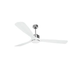 Modulo de KlassFan - Super destratificateur et ventilateur DC 166 cm Chrome pales bois blanc avec Lumière 30 à 60 m²
