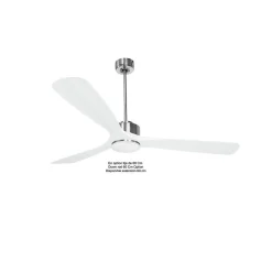 Modulo de KlassFan - Super destratificateur et ventilateur DC 166 cm Chrome pales bois blanc avec Lumière 30 à 60 m²