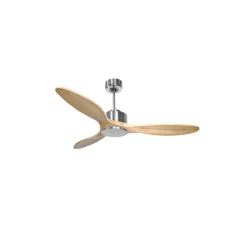 Modulo de KlassFan - Super destratificateur et ventilateur DC 132 cm Chrome pales bois sans Lumière 25 à 40 m²
