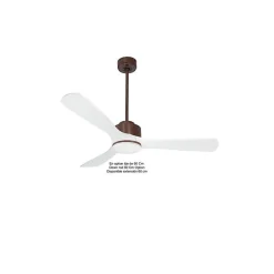 Modulo de KlassFan - Super destratificateur et ventilateur DC 132 cm Marron pales bois blanc Lumière dimmable 25 à 40 m²