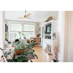 Modulo de KlassFan - Super destratificateur et ventilateur DC 132 cm Gris basalte pales bois clair sans Lumière 25 à 40 m²