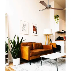 Modulo de KlassFan - Super destratificateur et ventilateur DC 132 cm Chrome pales bois sombre sans Lumière 25 à 40 m²