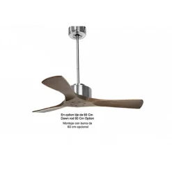 Modulo de KlassFan - Super destratificateur et ventilateur DC 106 cm Chrome pales bois sombre sans Lumière 15 à 20 m²