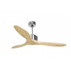 Modulo de KlassFan - Super destratificateur et ventilateur DC 132 cm Chrome pales bois clair sans Lumière 25 à 40 m²