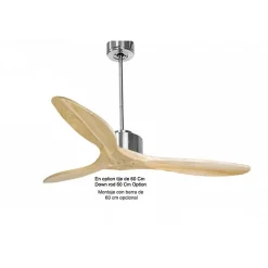 Modulo de KlassFan - Super destratificateur et ventilateur DC 132 cm Chrome pales bois clair sans Lumière 25 à 40 m²