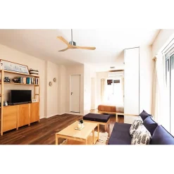 Modulo de KlassFan - Super destratificateur et ventilateur DC 132 cm Chrome pales bois clair sans Lumière 25 à 40 m²