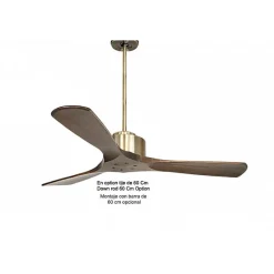 Modulo de KlassFan - Super destratificateur et ventilateur DC 132 cm Laiton pales bois sombre sans Lumière 25 à 40 m²