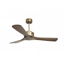 Modulo de KlassFan - Super destratificateur et ventilateur DC 132 cm Laiton pales bois sombre sans Lumière 25 à 40 m²