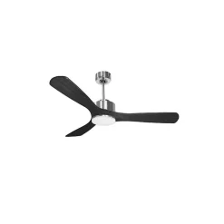 Modulo de KlassFan - Super destratificateur et ventilateur DC 132 cm Chrome bois noir Lumière dimmable 25 à 40 m²