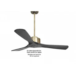 Modulo de KlassFan - Super destratificateur et ventilateur DC 132 cm Laiton pales bois noir sans Lumière 25 à 40 m²