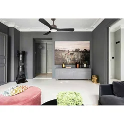 Modulo de KlassFan - Super destratificateur et ventilateur DC 132 cm Chocolat bois noir Lumière dimmable 25 à 40 m²