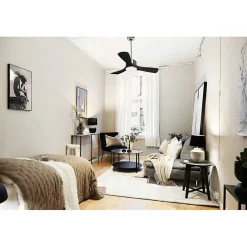 Modulo de KlassFan - Super destratificateur et ventilateur DC 106 cm Chrome pales bois noir Lumière dimmable 15 à 20 m²