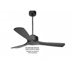 Modulo de KlassFan - Super destratificateur et ventilateur DC 132 cm Gris basalte pales bois noir sans Lumière 25 à 40 m²
