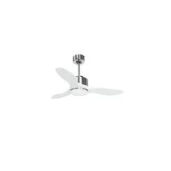 Modulo de KlassFan - Super destratificateur et ventilateur DC 106 cm Chrome pales bois blanc Lumière dimmable 15 à 20 m²