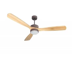 Modulo de KlassFan - Super destratificateur et ventilateur DC 166 cm Chocolat pales bois clair avec Lumière 30 à 60 m²