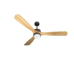 Modulo de KlassFan - Super destratificateur et ventilateur DC 166 cm Chocolat pales bois clair avec Lumière 30 à 60 m²
