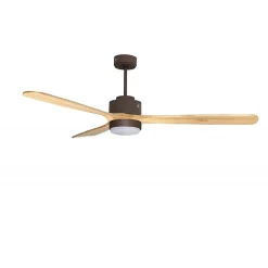 Modulo de KlassFan - Super destratificateur et ventilateur DC 166 cm Chocolat pales bois clair avec Lumière 30 à 60 m²