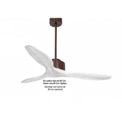 Modulo de KlassFan - Super destratificateur et ventilateur DC 132 cm Marron pales bois blanc sans Lumière 25 à 40 m²