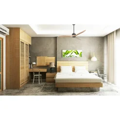 Modulo Latino III - Super destratificateur et ventilateur DC 132 cm noir pales bois clair idéal 26 à 40 m²