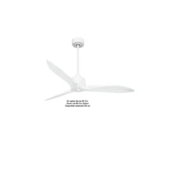 Modulo Latino III - Super destratificateur et ventilateur DC 132 cm blanc pales bois blanc idéal 26 à 40 m²